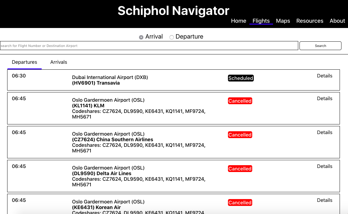 Schiphol Navigator